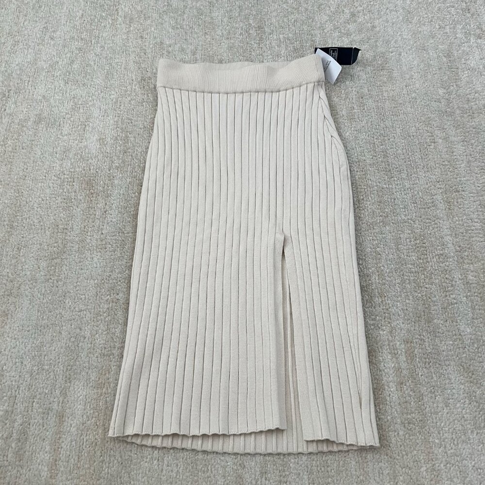 NWT Abercrombie & Fitch Soft A&F Ribbed Sweater Bodycon Midi Skirt XXS Short